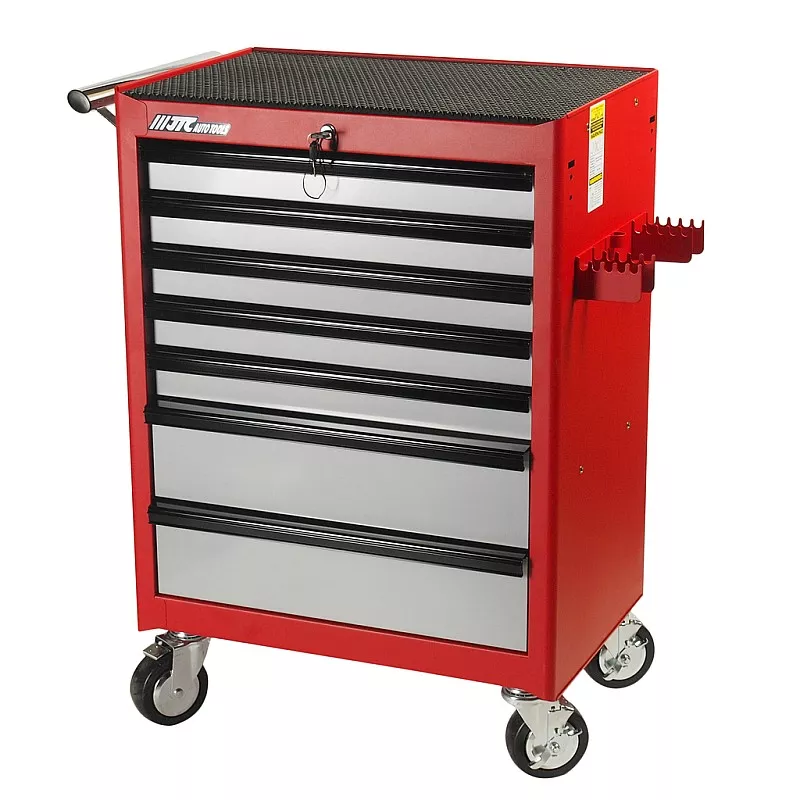Многофункциональная тележка инструментальная на 7 секций в красном цвете 3931 JTC