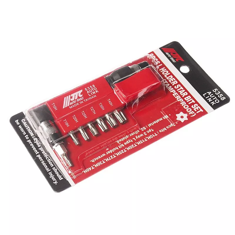 Набор бит 1/4" TORX T10H-T40H с Г-образным переходником 8ед. 5358 JTC